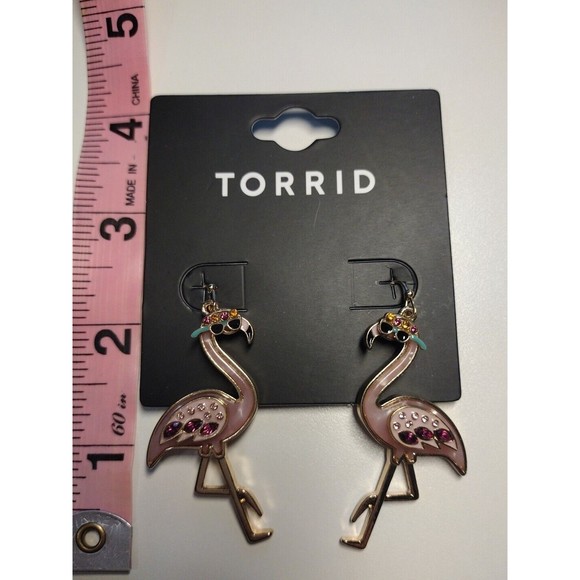 Flamingo Statement Hook Drop Earrings Summer Pink Florida Vacation Beach Sun - Picture 2 of 5